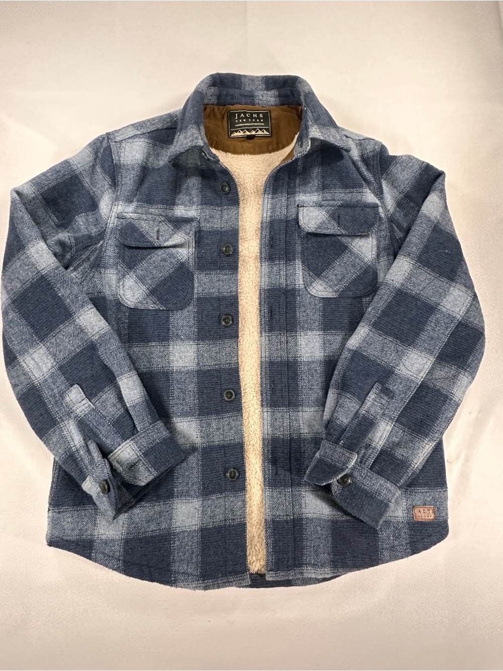 JACHS New York Blue Plaid Sherpa Lined Shacket S